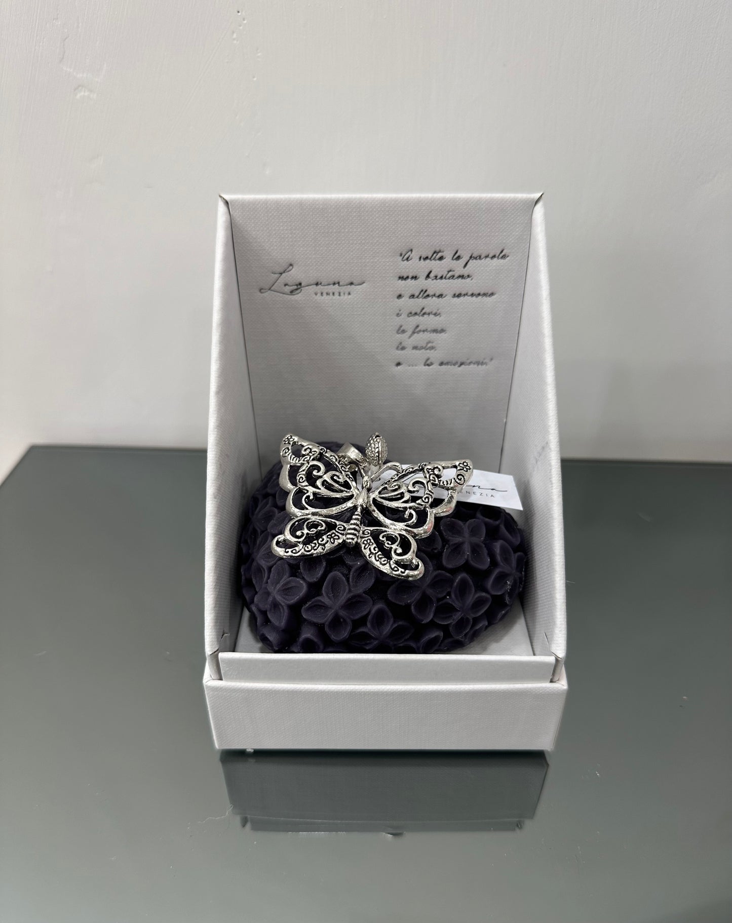 Candela a forma di cuore con farfalla -Laguna Venezia