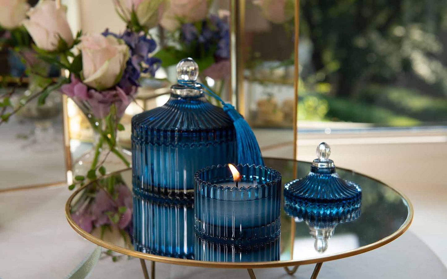 Poutiche candela con nappa blu grande - CUPIDO