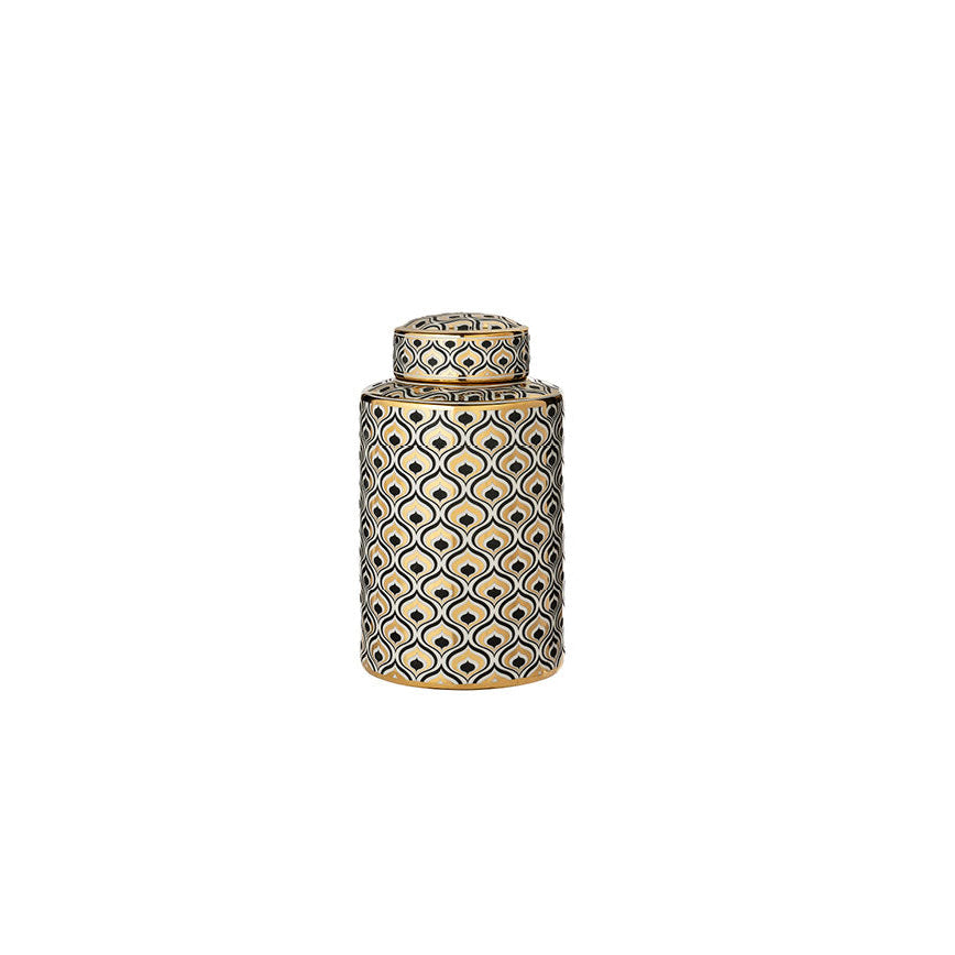 L'arte di nacchi - Potiche design geometrico oro e nera D18 H30
