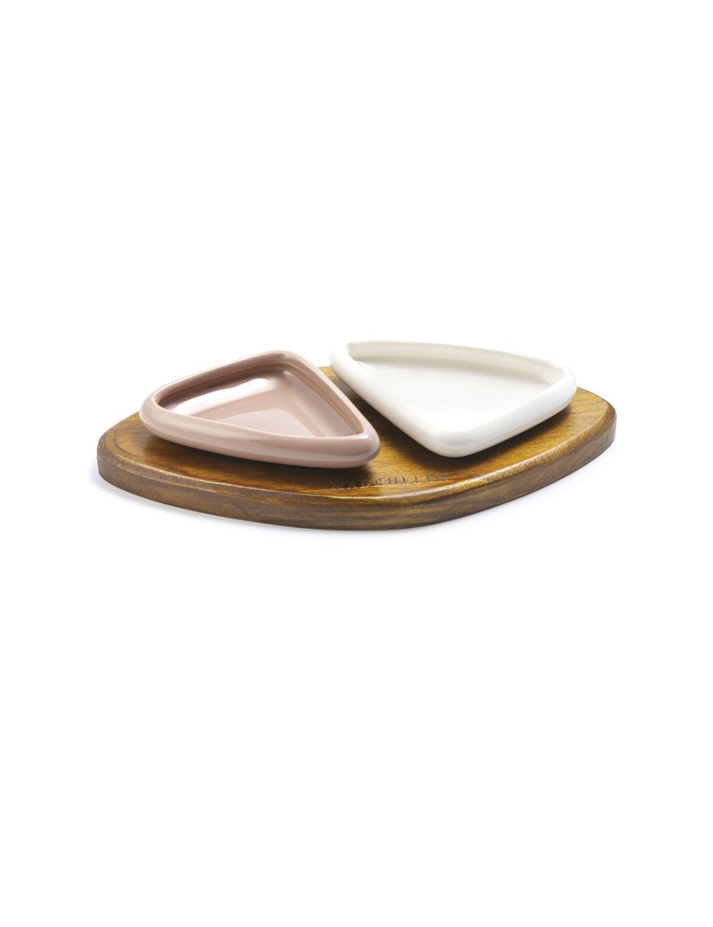 ANTIPASTIERA SET 2 PZ CON BASE IN LEGNO "LINEA GEOMETRIC" -MADRHÉLEN