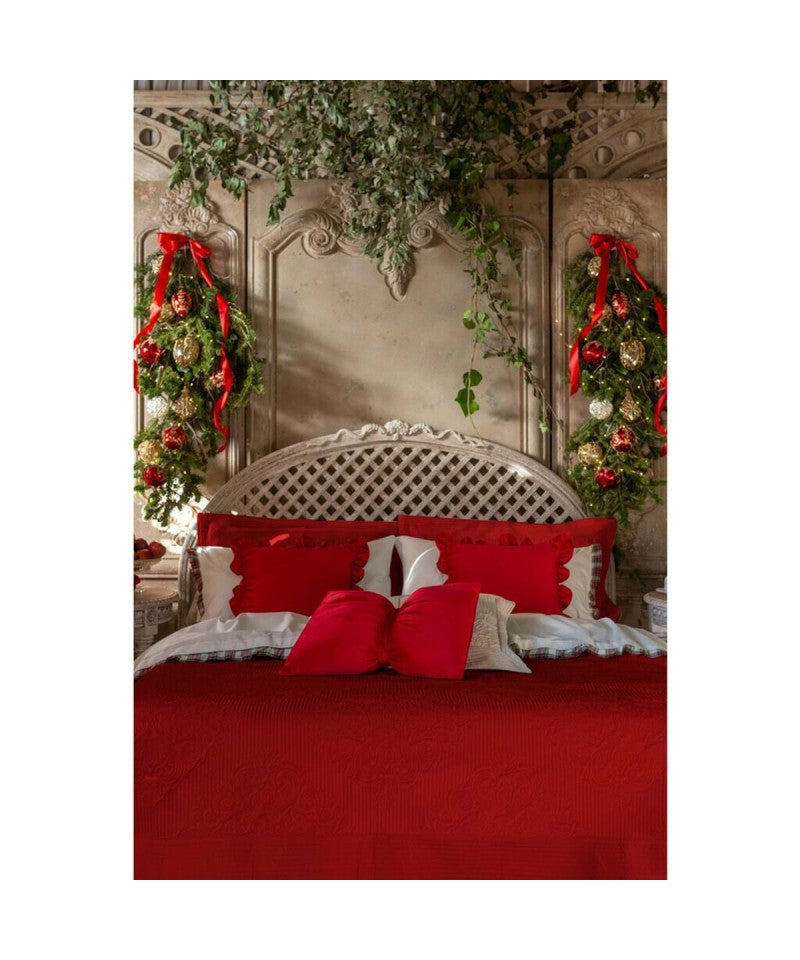 Cuscino fiocco rosso in velluto 45x60 - Blanc Maricló