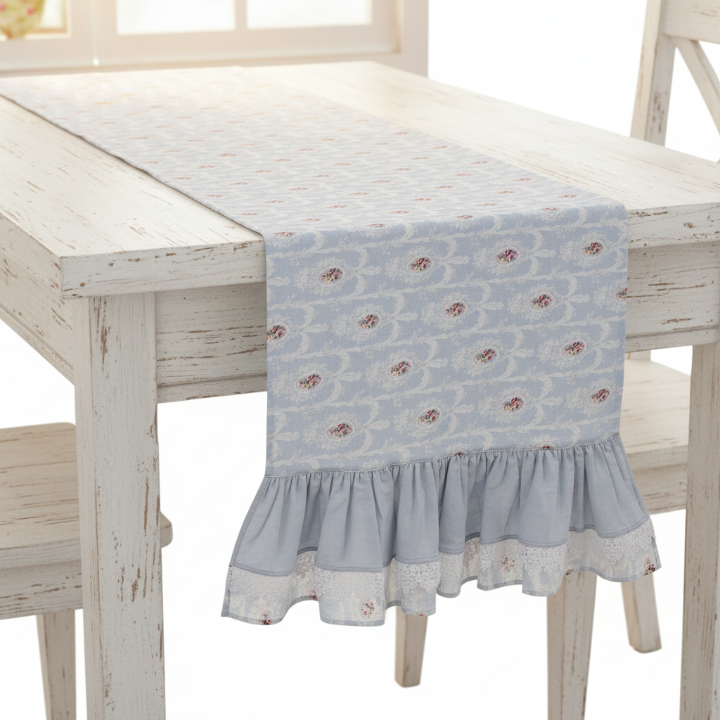 Runner con pizzo sangallo serie ‘Sorpresa Barocca’ 50x150 - Blanc Maricló