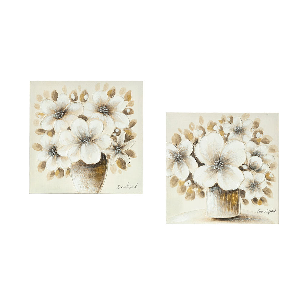 Coppia tele con fiori 40x40 - L'Arte di Nacchi