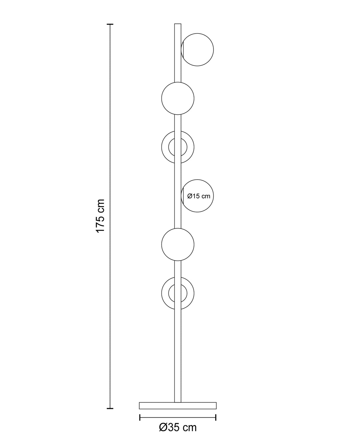 Lampada da terra 6 luci 'Looper' D35 H175 - Leo Lux
