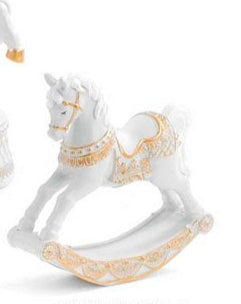 Cavallo a dondolo bianco e oro L11,7x3x11,2H