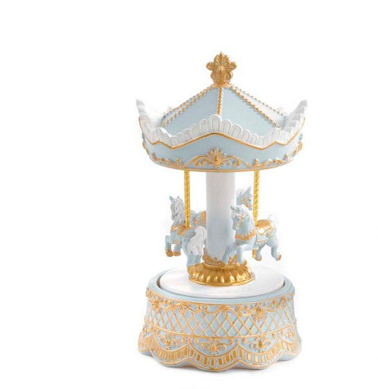 Giostra carillon con cavalli celeste e oro D12 H21,5