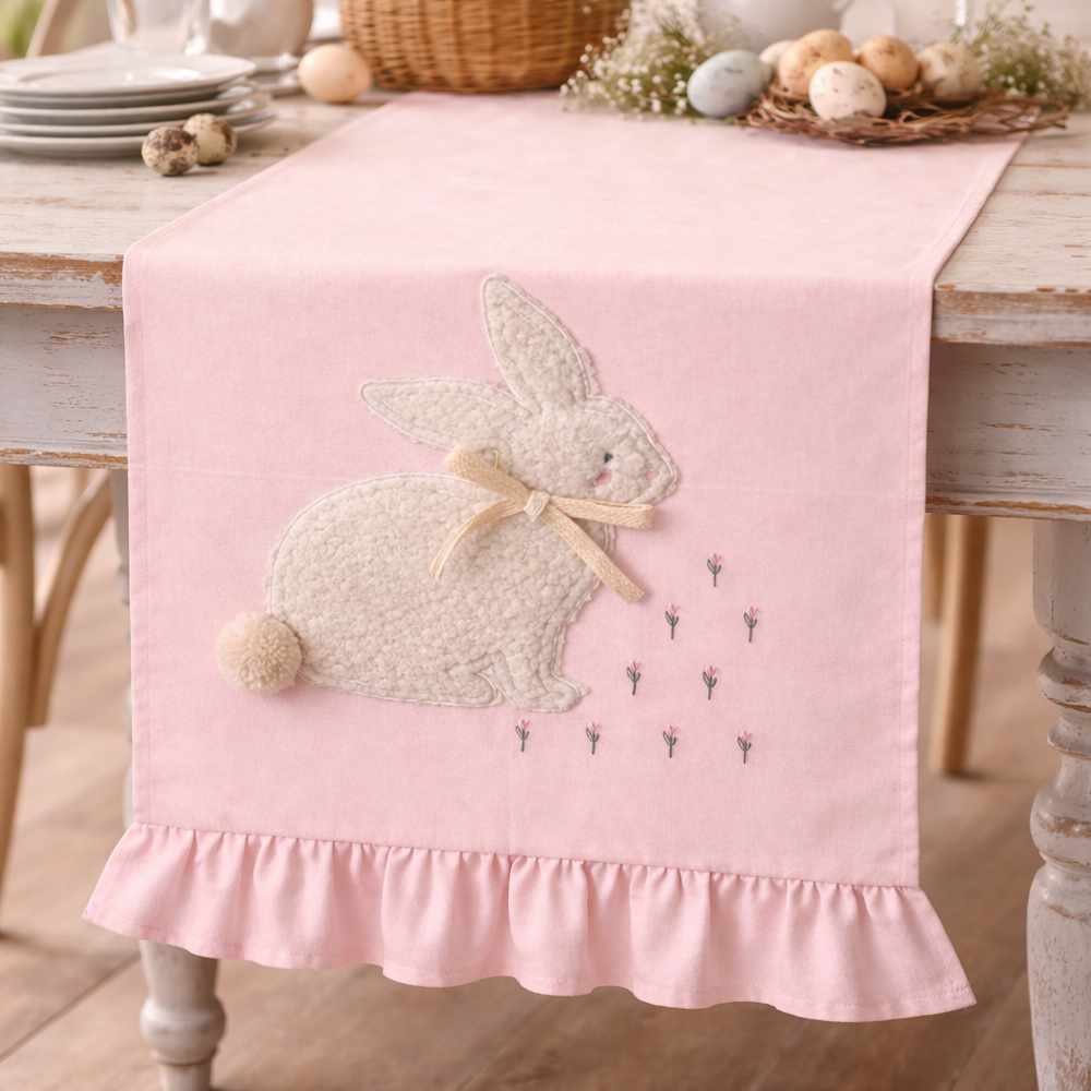 Runner con ricamo Little Joy Rosa 170x45 - Clodette