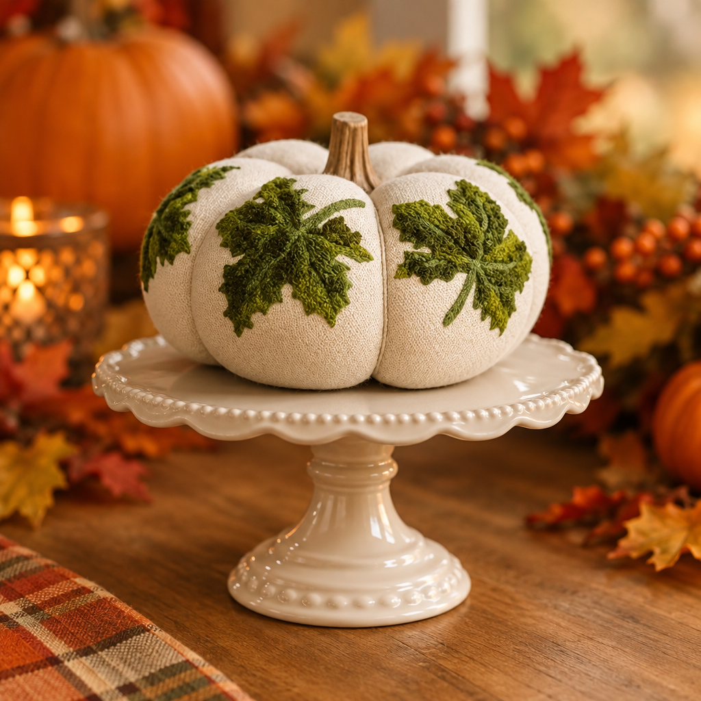 Decoro zucca in tessuto D24xH14 - Blanc Mariclò