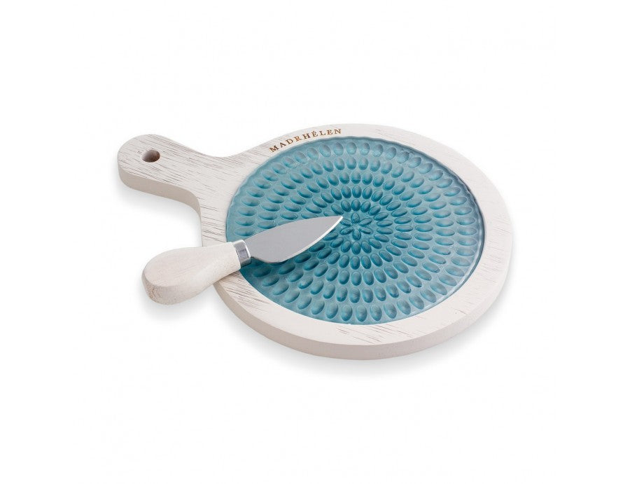 Tagliere c/coltello legno/vetro Linea Bubble - Madrhèlen