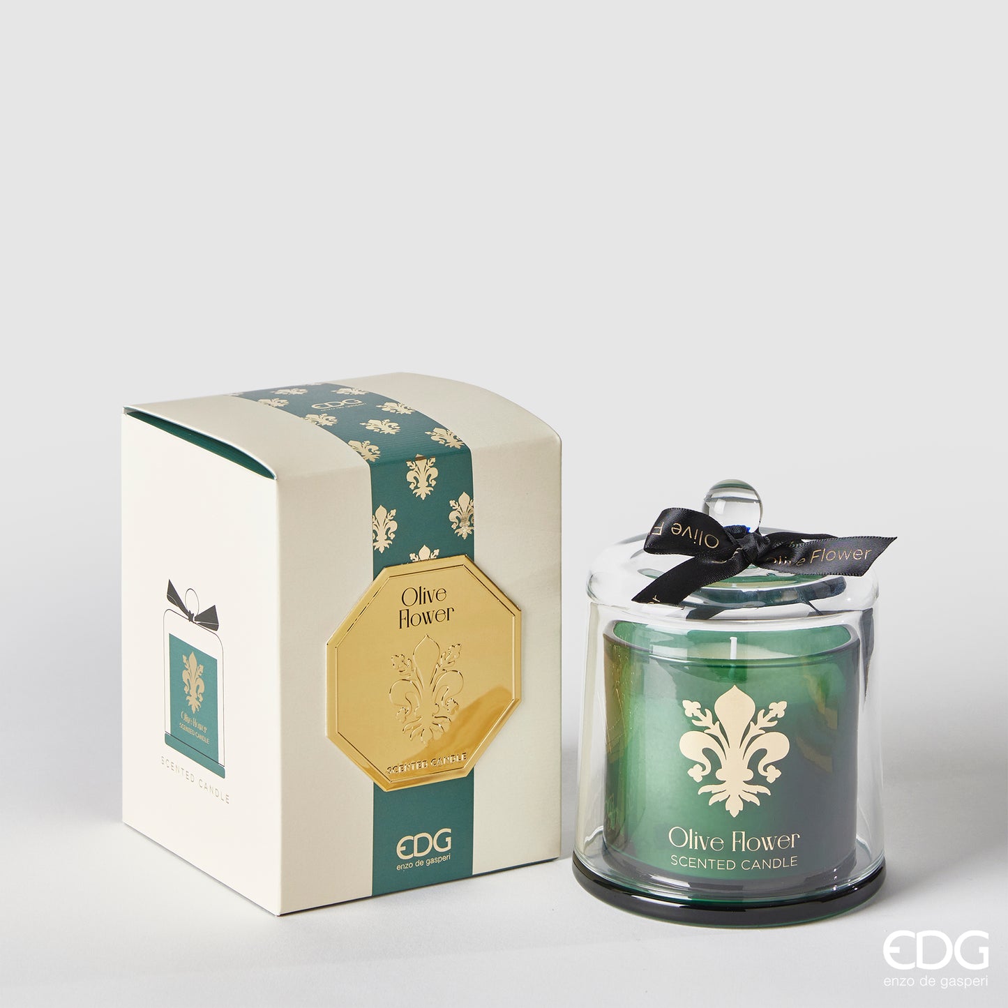 Candela con barattolo Goldlily 'Olive Flower ' - EDG