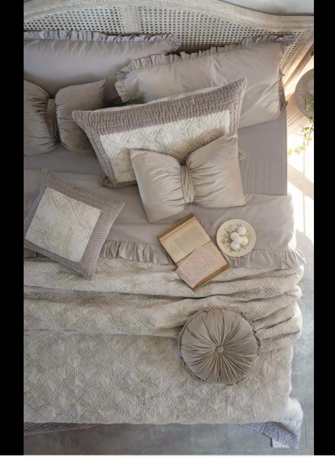 Boutis matrimoniale serie ‘Vintage Velvet’ 260x260 - Blanc Maricló