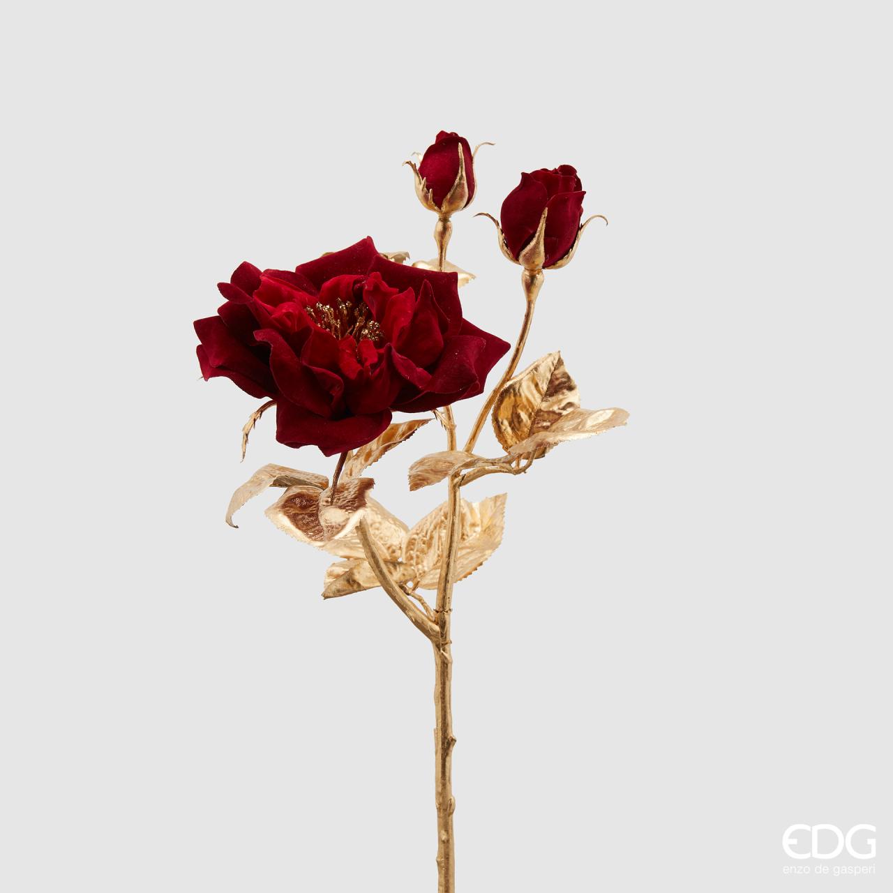 Rosa ramo stelo oro e 2 boccioli H50 - EDG