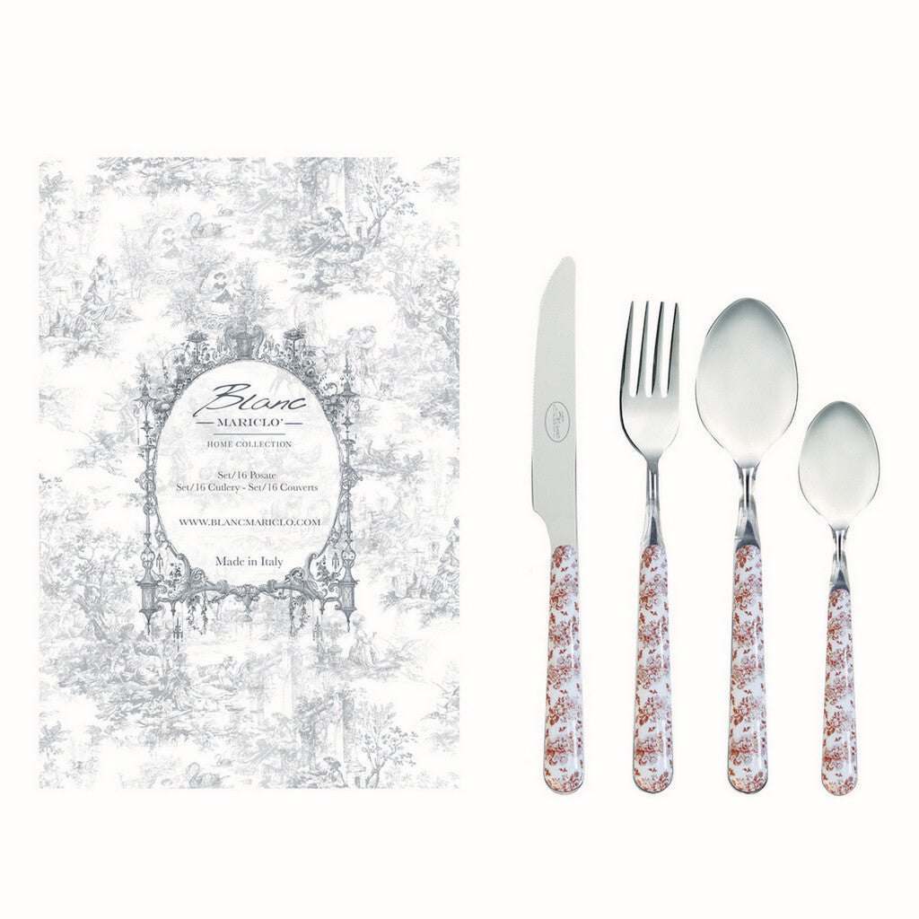 Set 16 posate fiorate ‘Diana Rose’ collection - Blanc Mariclò