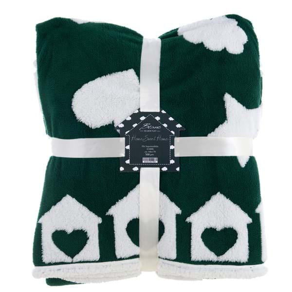 Plaid sherpa con nuvole e casetta - Blanc Maricló