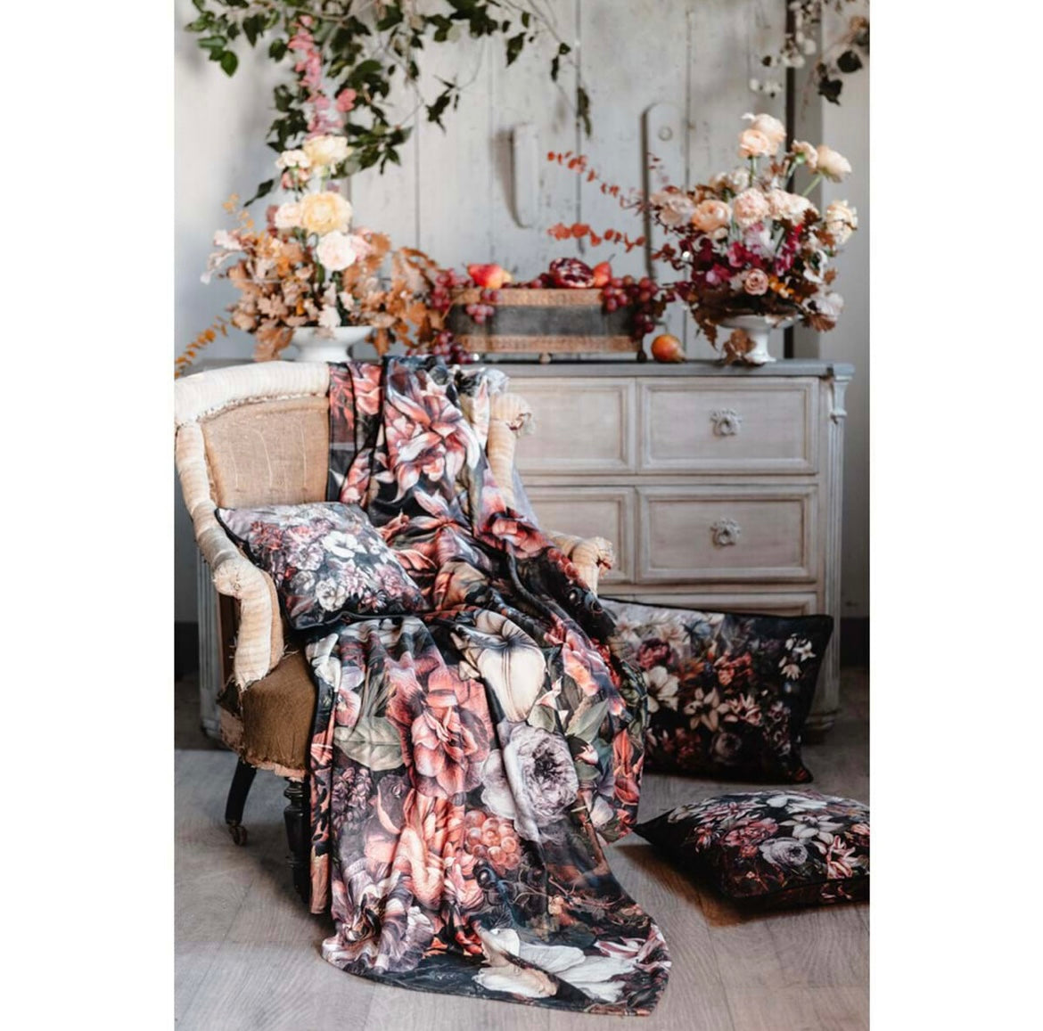 Cuscino velluto stampato floreale - Blanc Maricló