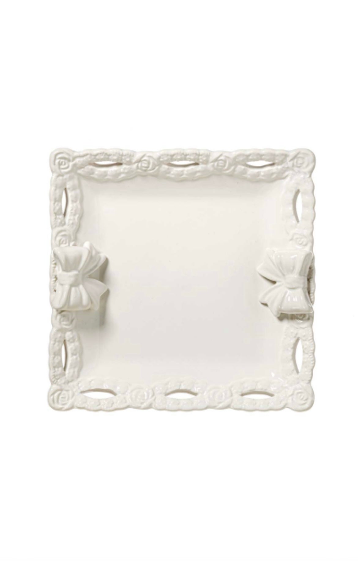 Svuotatasche quadrato in ceramica con fiocco - L’arte di nacchi