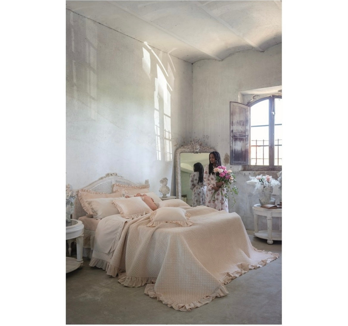 Boutis velluto con Frill matrimoniale ‘Tesor’ - Blanc Maricló