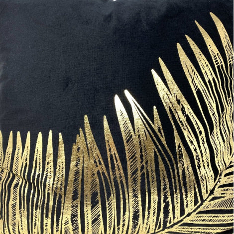 Bizzotto - Cuscino Velvet Fern Nero 45x45 Sfoderabile