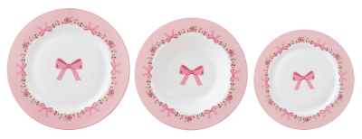 Set 18 pezzi tavola con Fiocco Rosa - L' arte di nacchi