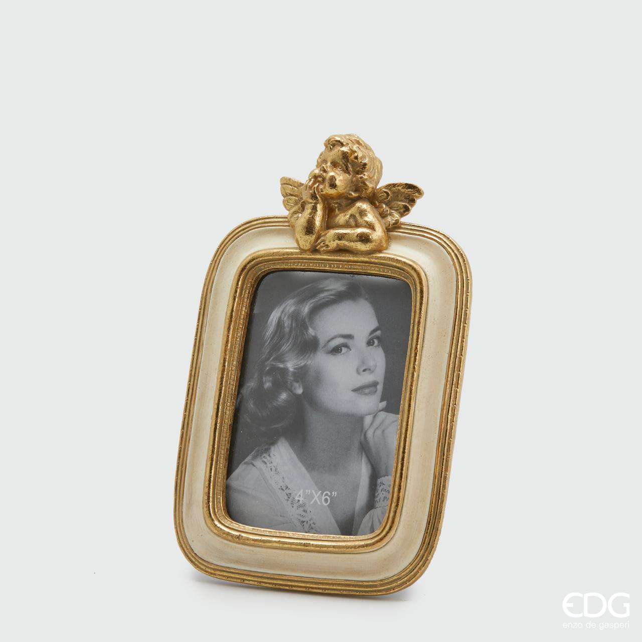 Porta foto gr. Rettangolare panna e oro con Angelo - EDG