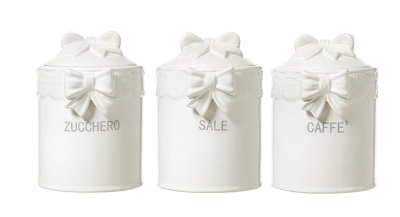 Tris Barattoli in ceramica con fiocco - L’Arte di Nacchi