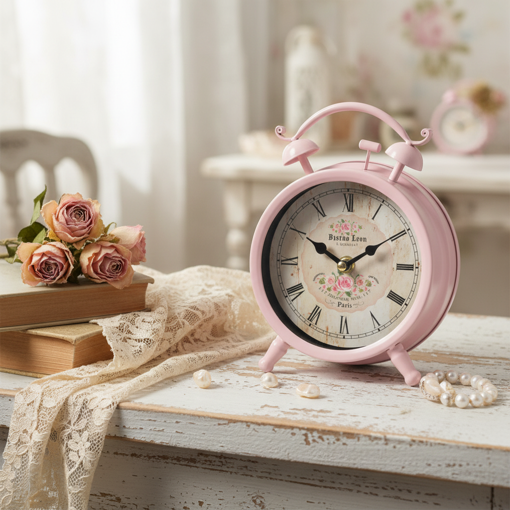 L'Arte di nacchi - Orologio in ferro rosa 16x20