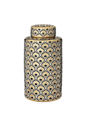 L'arte di nacchi - Potiche design geometrico oro e nera D20 H40