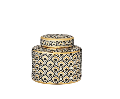 L'arte di nacchi - Potiche design geometrico oro e nera D20 H18