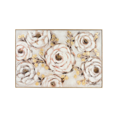 Tela su cornice con fiori a rilievo 122x4,5xH82 - L'arte di nacchi