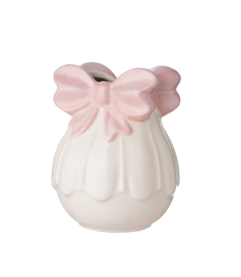 Vaso con fiocco rosa 16x15,5xH20 - L'Arte di nacchi