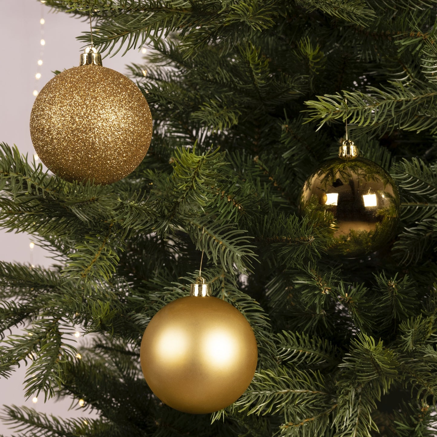 Confezione di 34 sfere in plastica oro D8 - Kaemingk