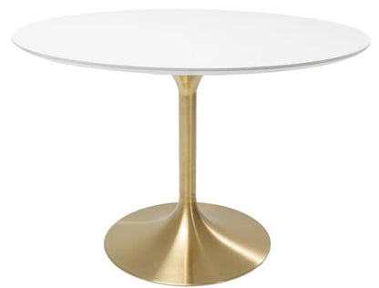 Tavolo tondo piano bianco e piede in ottone D120 - Kare design