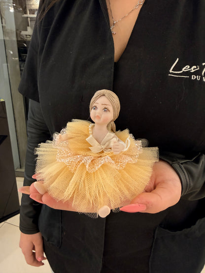 Bambola in tulle piccola oro D10xH10