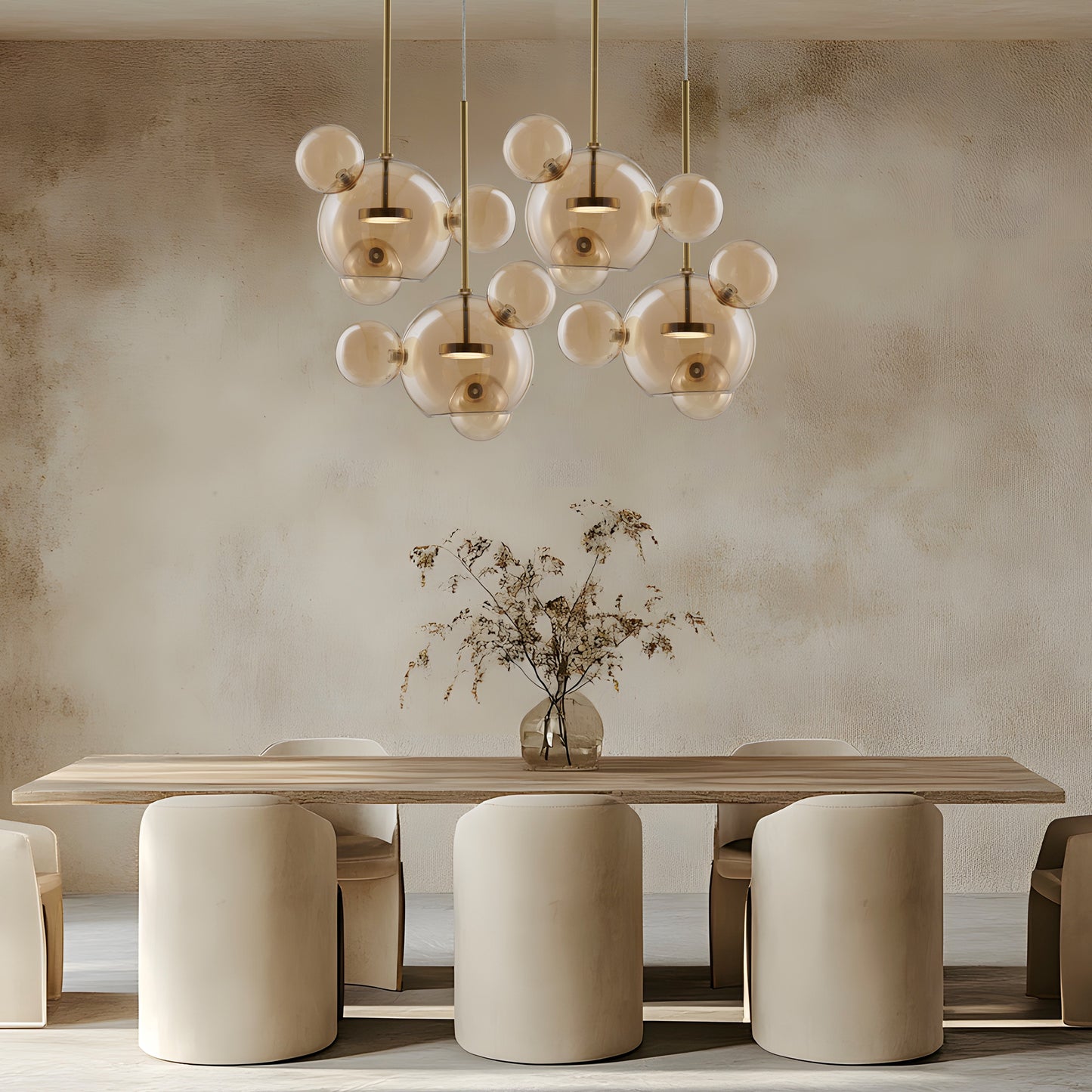 Sospensione a 1 luce 'Space' in vetro ambra - Leo Lux