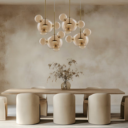 Sospensione a 1 luce 'Space' in vetro ambra - Leo Lux