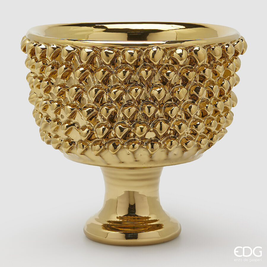 Vaso Fenice pigna ciotola con piede oro D33 H31 - EDG