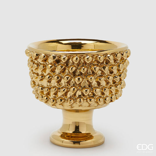 Vaso Fenice pigna ciotola con piede oro D28 H24,5 - EDG
