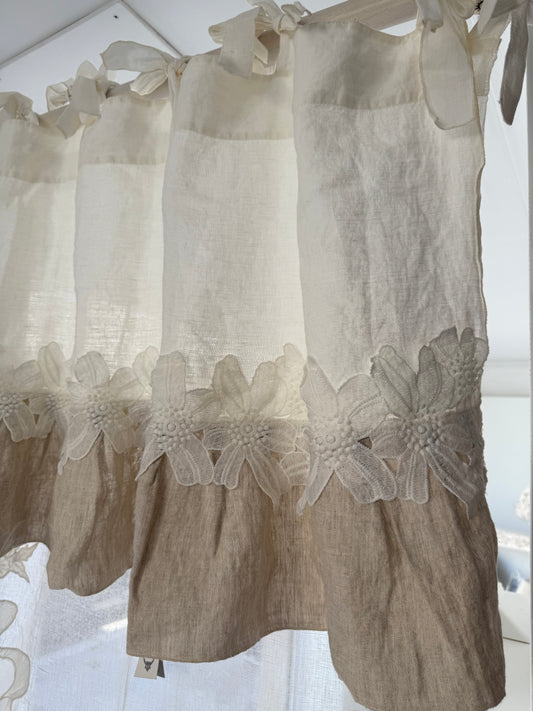 Mantovana in pizzo Fleuri 160x55H colore argilla - Chez moi