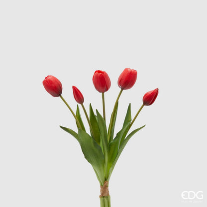Tulipani gommati mazzo da 5 boccioli H40 rosso - EDG