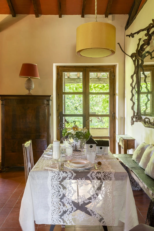 Tovaglia intarsio 'Simposio' 170x240 colore biscotto - Chez moi