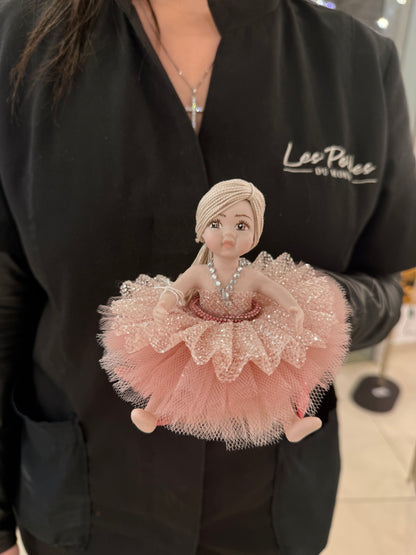 MBambola in tulle piccola rosa D10xH10
