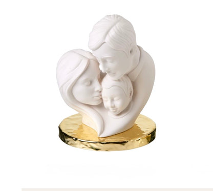 Sacra famiglia con base bianco e oro 'Linea Bicolette'