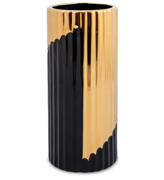 L'arte di nacchi - Vaso nero e oro in ceramica  D13 H29,50