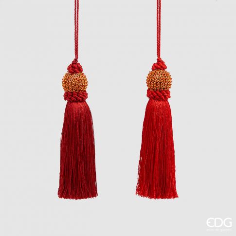 Decorazione nappa 'Jewel' h15 2rosso - EDG