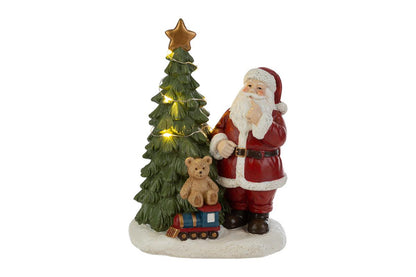 Babbonatale con albero e orso natalizio a led L13xP10xH18 - Le stelle