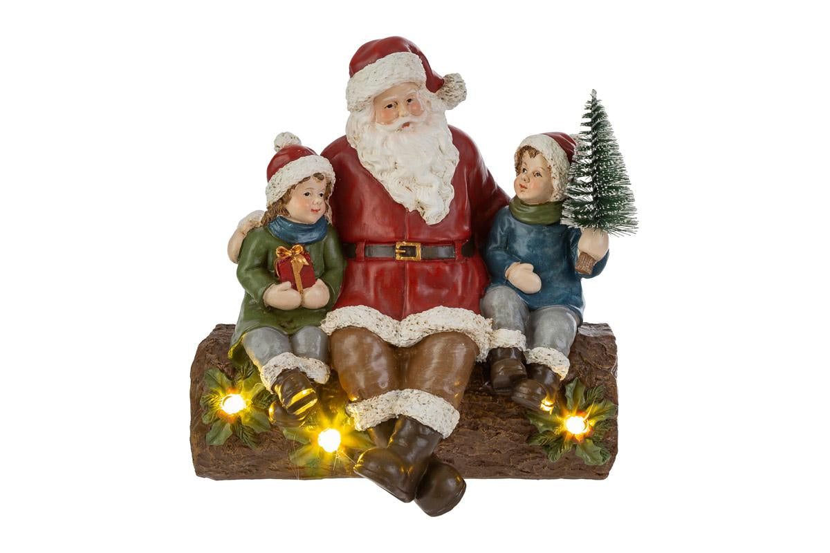 Babbonatale su tronco a led decoro natalizio L16xP12xH17 - Le stelle