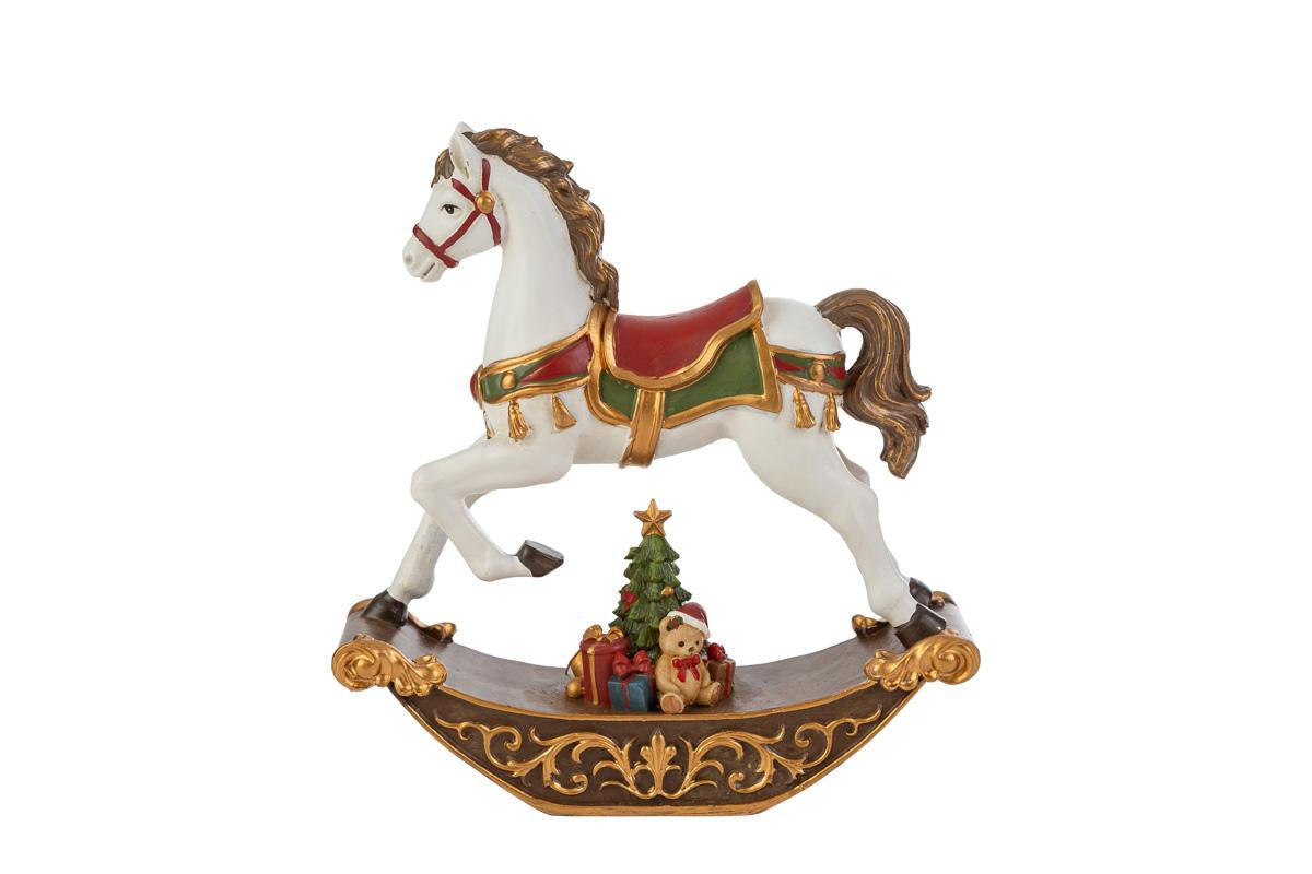 Cavallo a dondolo natalizio L23,5x5,5xH25,5 - Le stelle