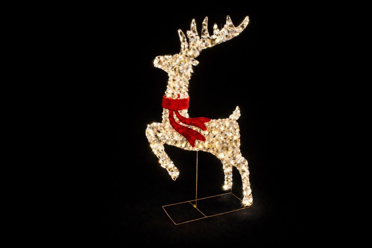 Renna natalizia oro con fiocco rosso a led L17xP50xH100 - Le stelle