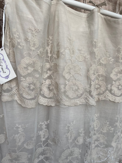 Mantovana pizzo Retró 160x55H colore argilla - Chez moi