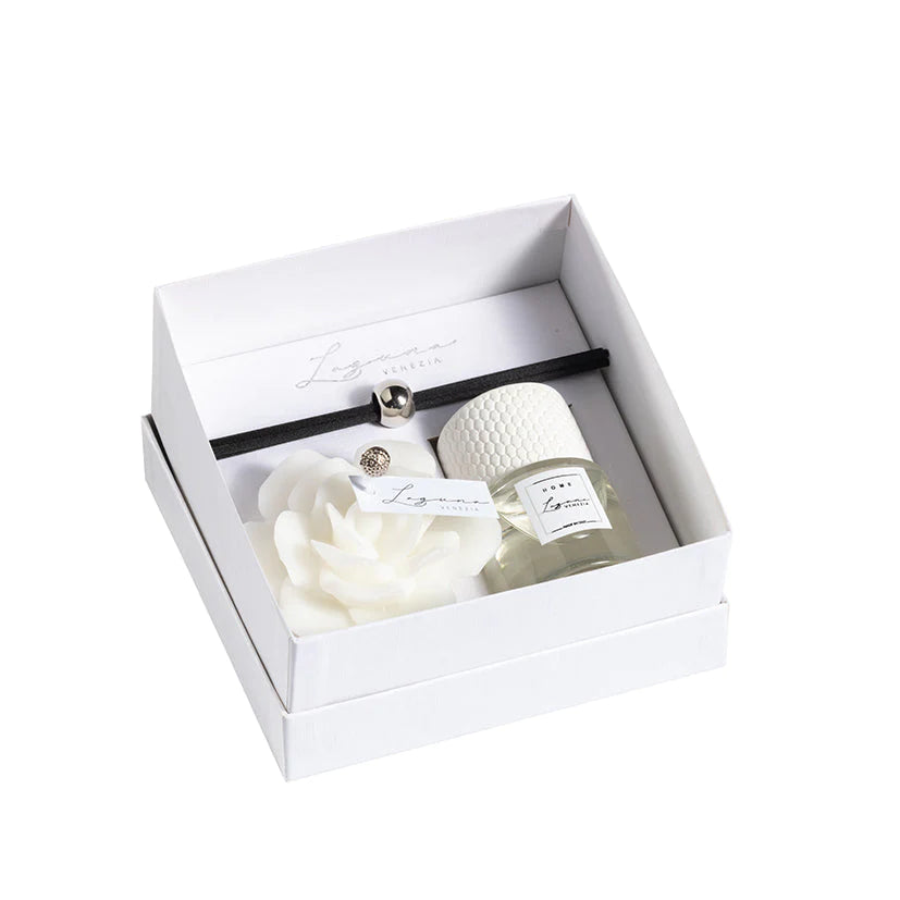 Cofanetto profumatore + rosa in cera -Laguna Venezia